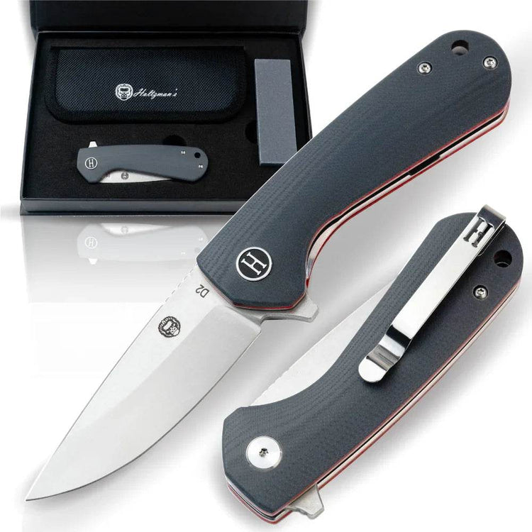 The Peasant Folding Pocket Knife Giftset for Men and Women (Red and Grey) Folding Pocket Knife by Holtzman&
