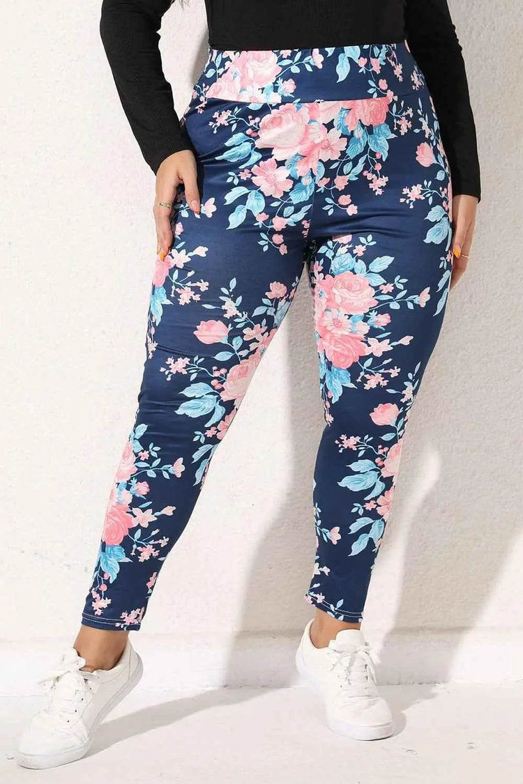 Plus Size Floral Print Legging women Attire by Trendsi