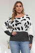 Plus Size Leopard Round Neck Long Sleeve Sweater women Attire by Trendsi