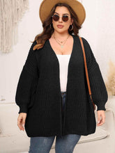 Plus Size Open Front Dropped Shoulder Knit Cardigan women Attire by Trendsi