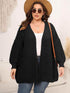 Plus Size Open Front Dropped Shoulder Knit Cardigan women Attire by Trendsi