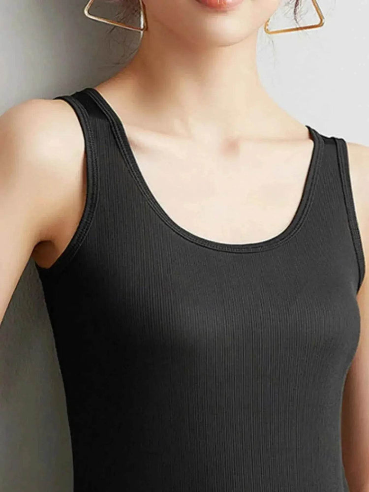 Plus Size Ribbed Scoop Neck Tank Top women Attire by Trendsi