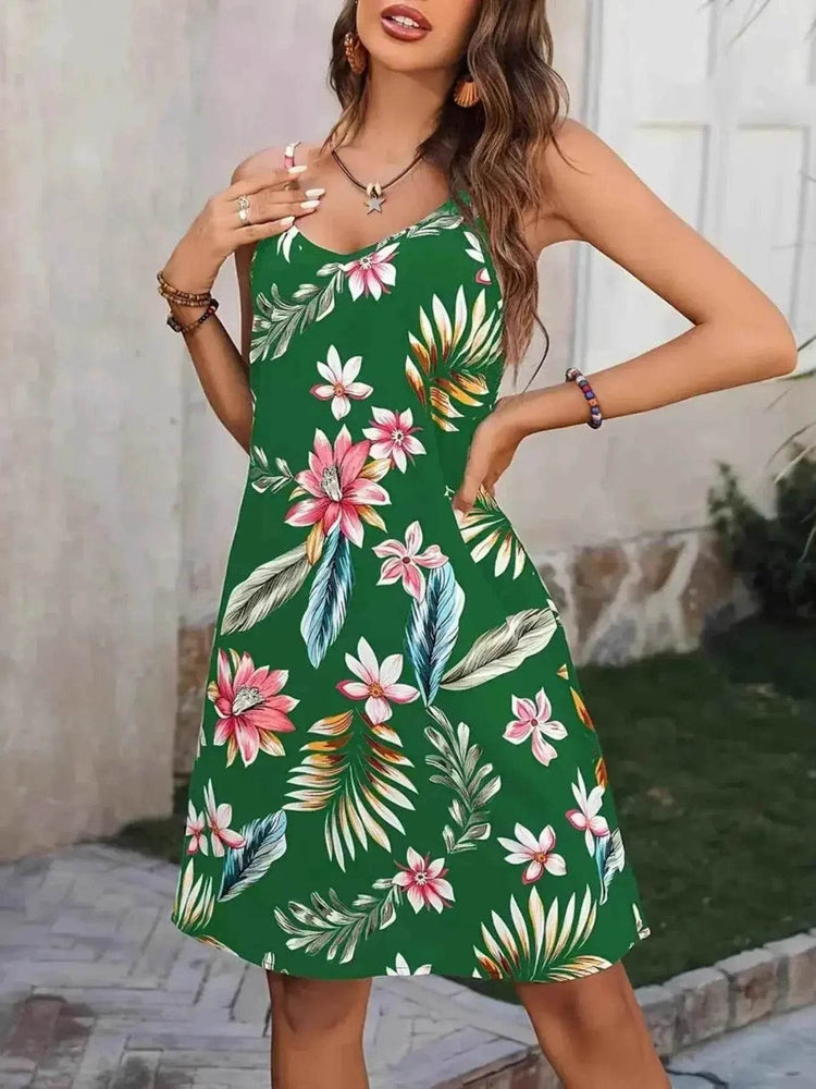Plus Size Printed V-Neck Cami Dress women Attire by Trendsi