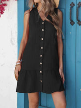 Plus Size Sleeveless Button-Front V-Neck Casual Mini Dress women Attire by Trendsi