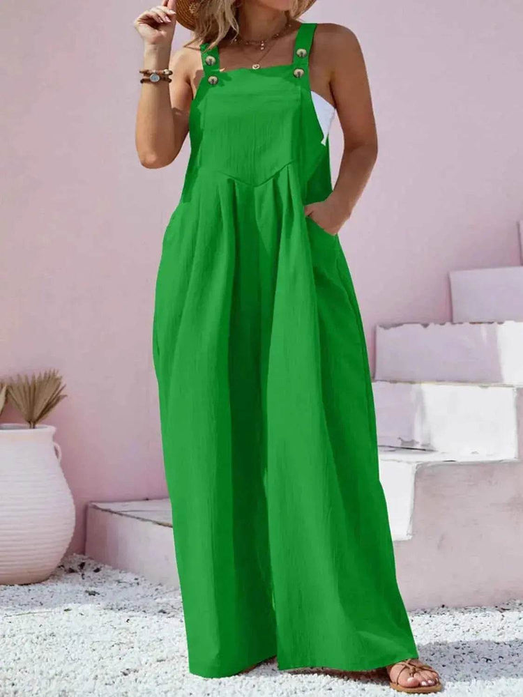 Plus Size Square Neck Wide Leg Overalls women Attire by Trendsi