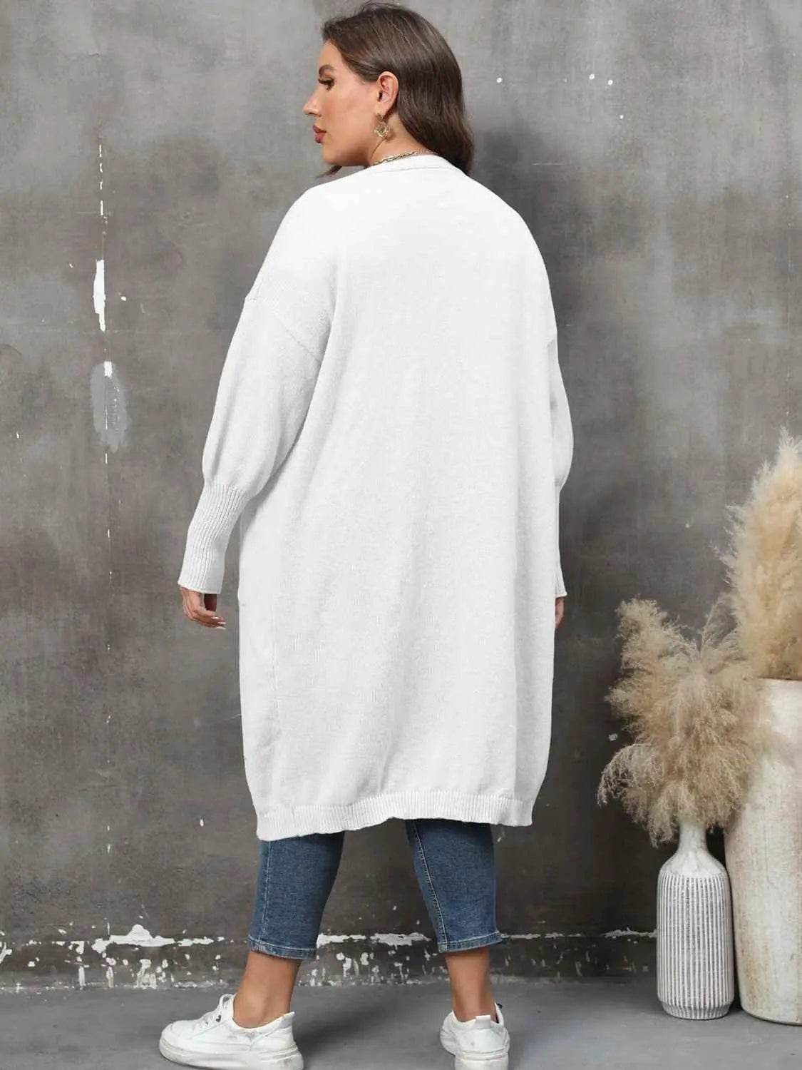 Plus Size Long Sleeve Pocketed Cardigan women Attire by Trendsi