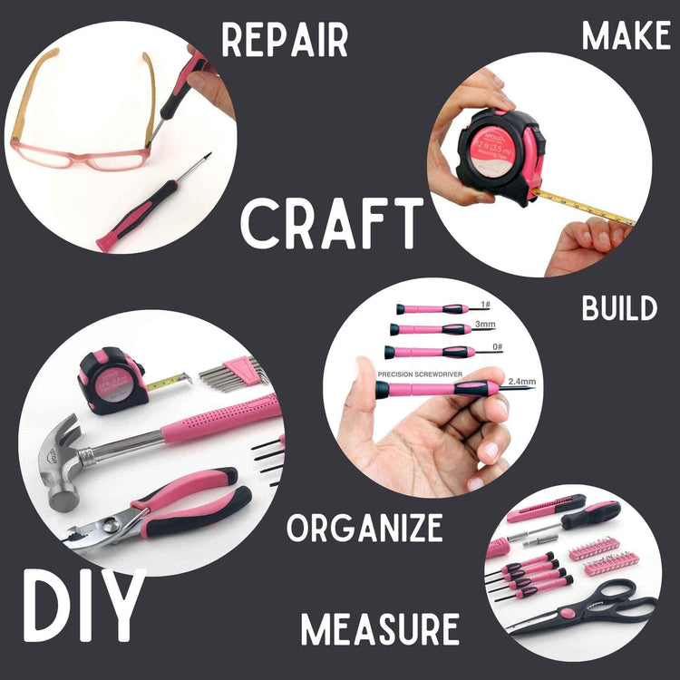 39 Piece General Tool Set Pink - DT9706P Pink Tool Kit by Apollo Tools