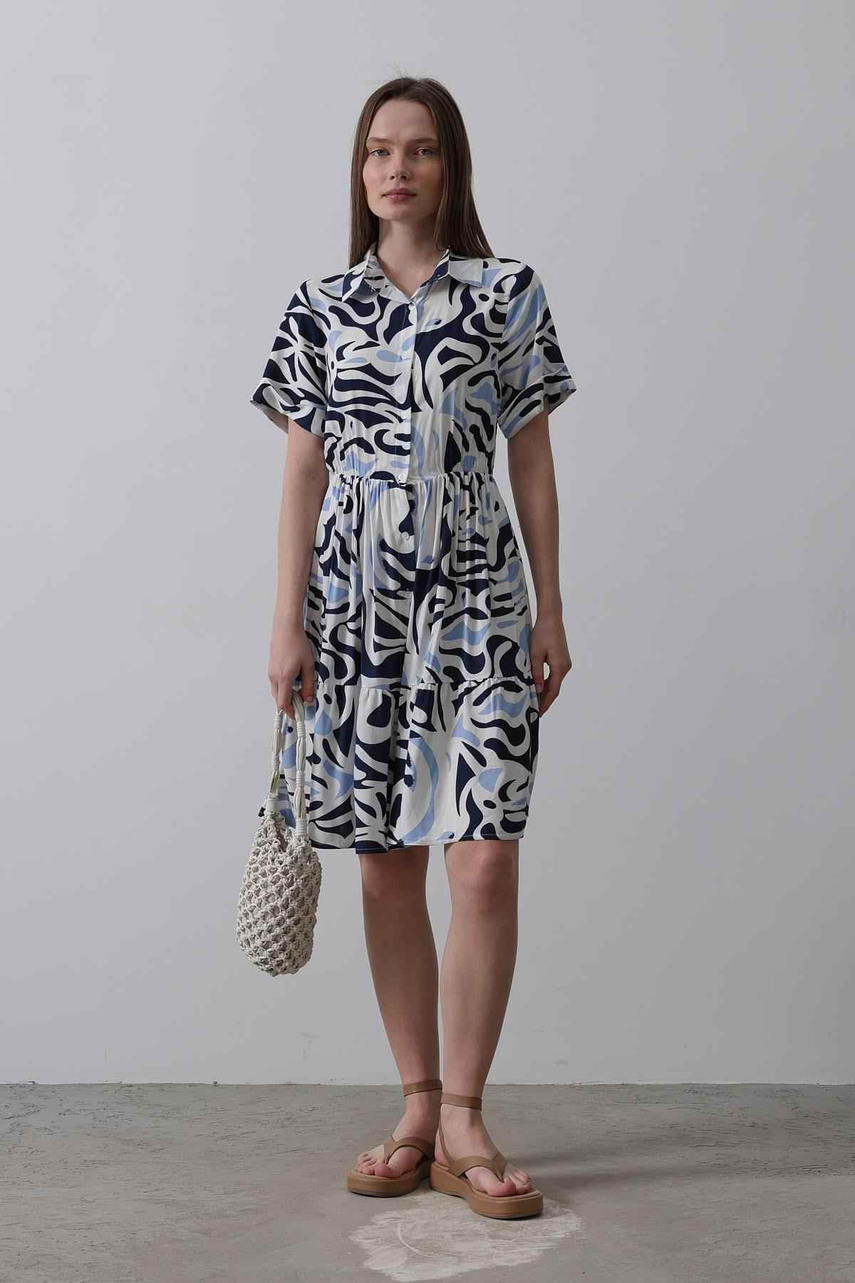 Rey Printed Dress — Multicolor Abstract Women&