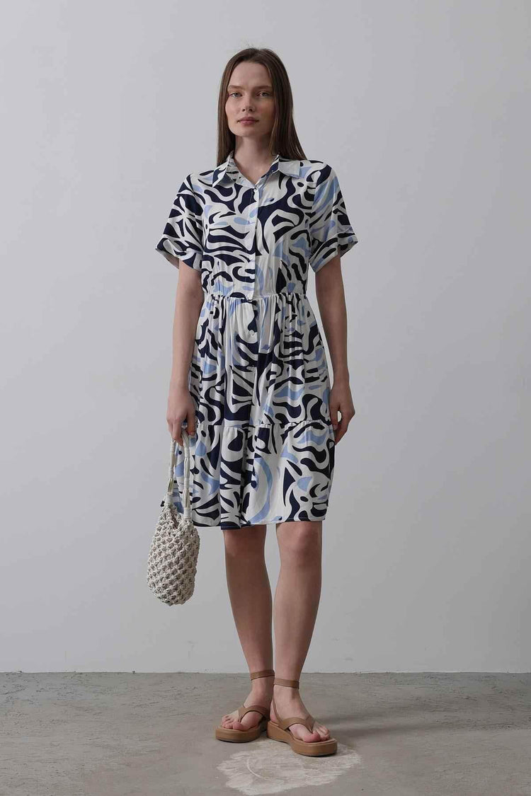 Rey Printed Dress — Multicolor Abstract Women&