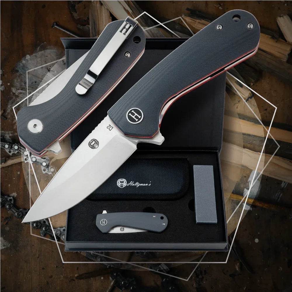 The Peasant Folding Pocket Knife Giftset for Men and Women (Red and Grey) Folding Pocket Knife by Holtzman&