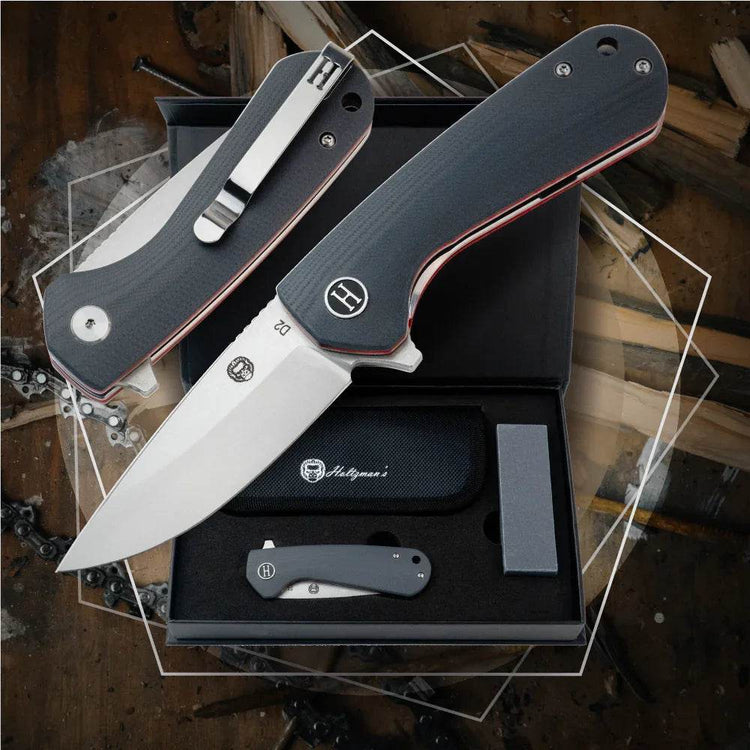 The Peasant Folding Pocket Knife Giftset for Men and Women (Red and Grey) Folding Pocket Knife by Holtzman&