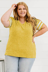 Plus Size Striped V-Neck Tee Shirt women Attire by Trendsi