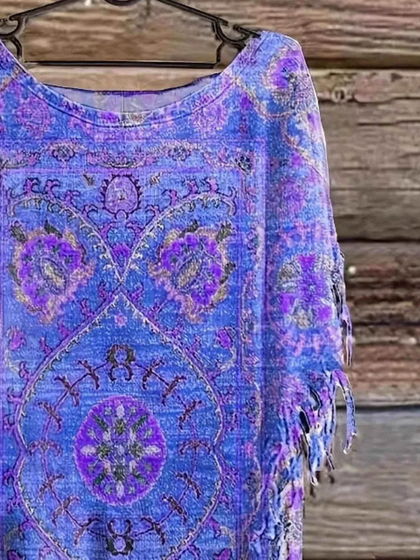 Plus Size Fringe Round Neck Cover Up women Attire by Trendsi