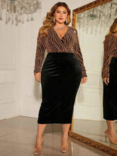Honey Plus Size Surplice Neck Long Sleeve Slit Dress women Attire by Trendsi