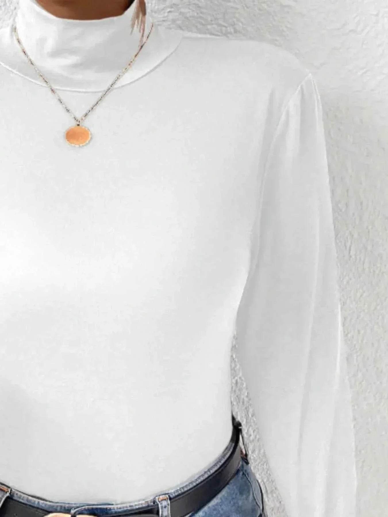 Plus Size Long Sleeve Fitted Turtleneck T-Shirt women Attire by Trendsi