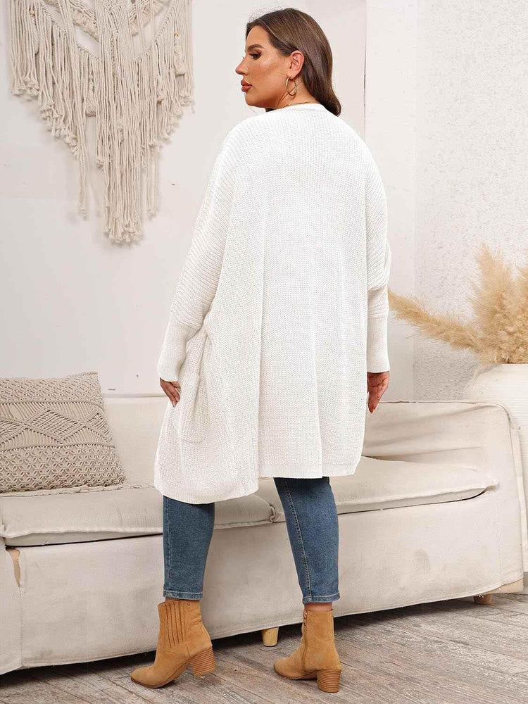 Plus Size Open Front Cardigan With Pockets women Attire by Trendsi
