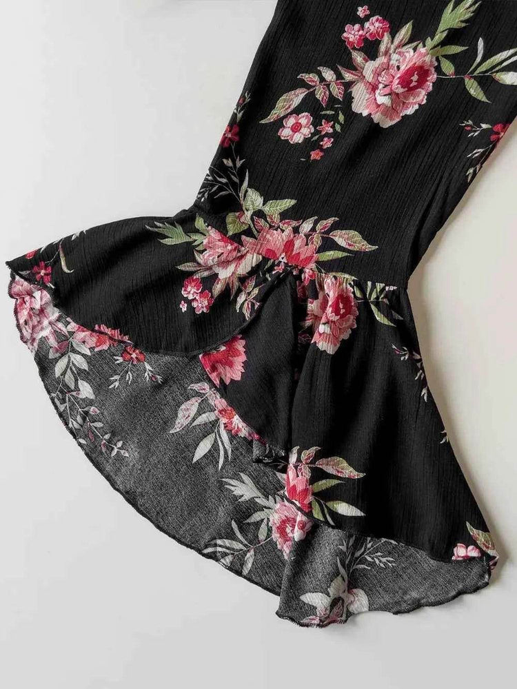 Plus Size Floral Flare Sleeve Dress women Attire by Trendsi