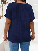 Plus Size Ribbed Half Zip Relaxed Fit T-Shirt women Attire by Trendsi