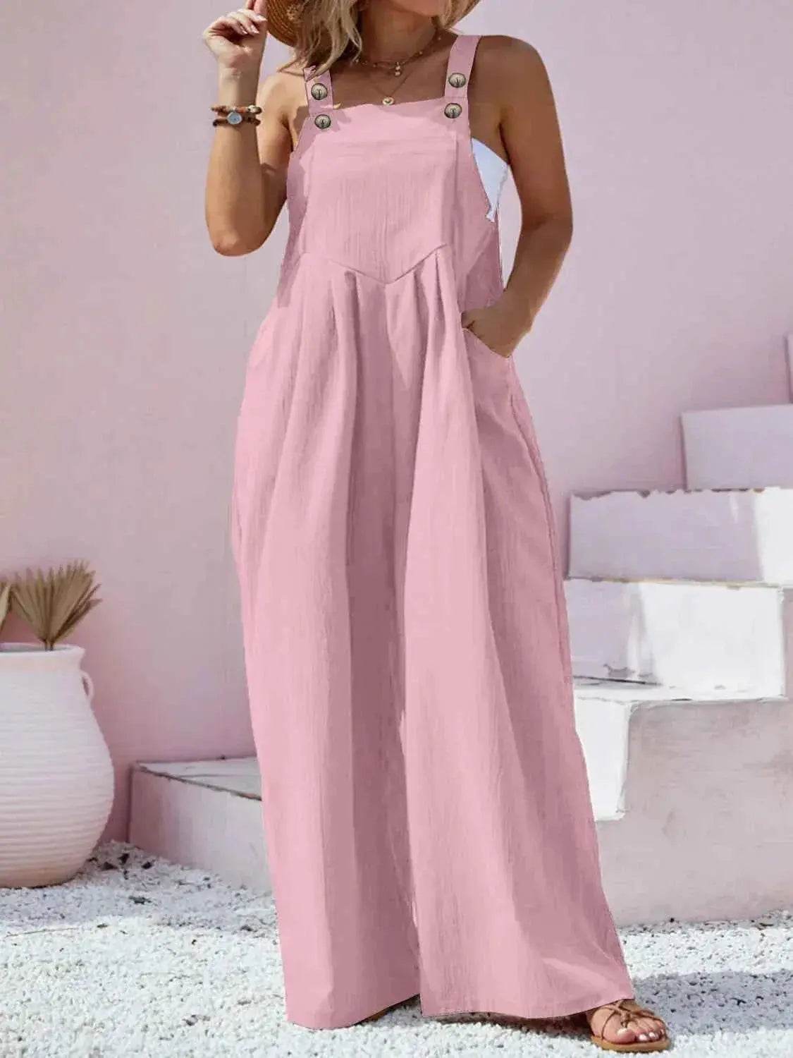 Plus Size Square Neck Wide Leg Overalls women Attire by Trendsi