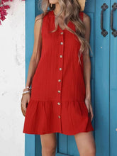 Plus Size Sleeveless Button-Front V-Neck Casual Mini Dress women Attire by Trendsi