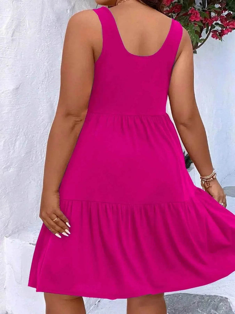Plus Size Tiered Scoop Neck Tank Dress women Attire by Trendsi