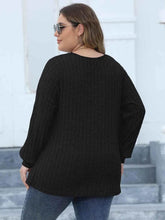 Plus Size Ribbed V-Neck Long Sleeve Top women Attire by Trendsi