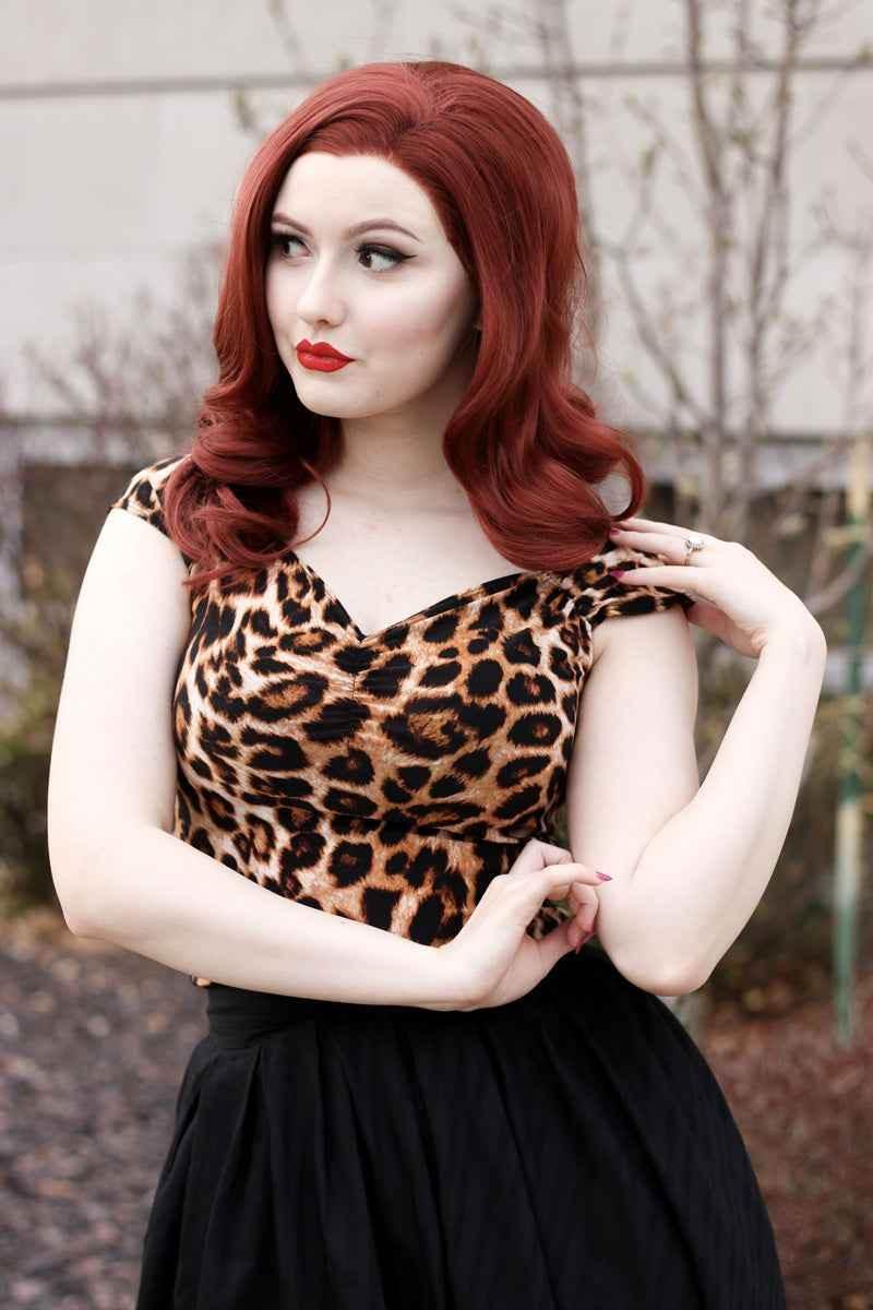 Isabel Top in Leopard Shirts & Tops by Retrolicious
