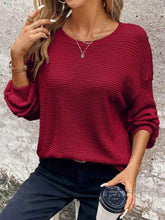 Plus Size Relaxed Fit Waffle Knit Round Neck T-Shirt women Attire by Trendsi