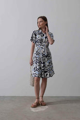Rey Printed Dress — Multicolor Abstract Women&
