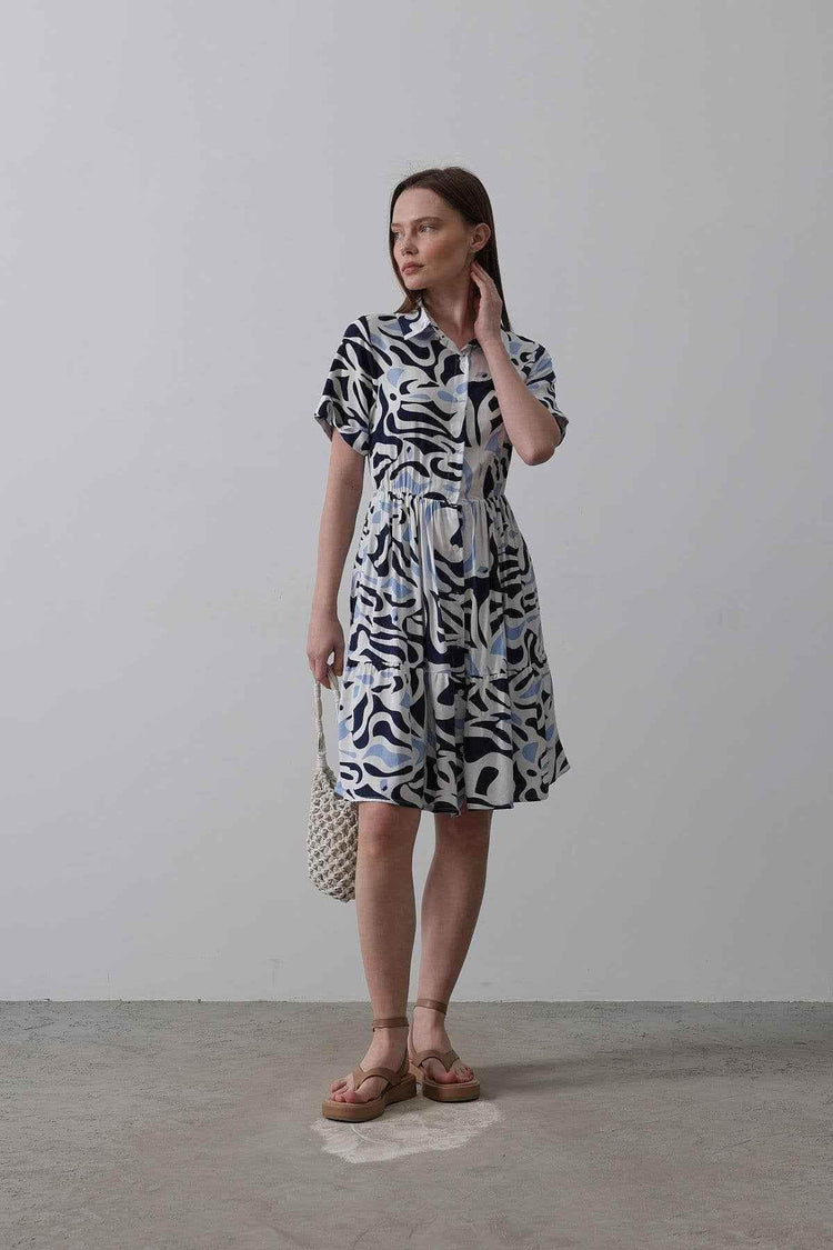 Rey Printed Dress — Multicolor Abstract Women&