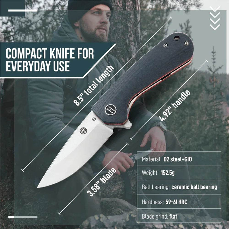 The Peasant Folding Pocket Knife Giftset for Men and Women (Red and Grey) Folding Pocket Knife by Holtzman&
