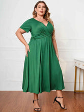 Honey Plus Size Short Sleeve Surplice Neck Midi Dress women Attire by Trendsi
