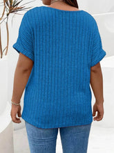 Plus Size Ribbed Half Zip Relaxed Fit T-Shirt women Attire by Trendsi