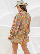 Plus Size Floral Tie Neck Balloon Sleeve Romper women Attire by Trendsi