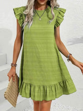 Plus Size Ruffle Hen Cap Sleeve Mini Dress women Attire by Trendsi