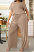 Plus Size Drawstring Waist Short Sleeve Jumpsuit women Attire by Trendsi