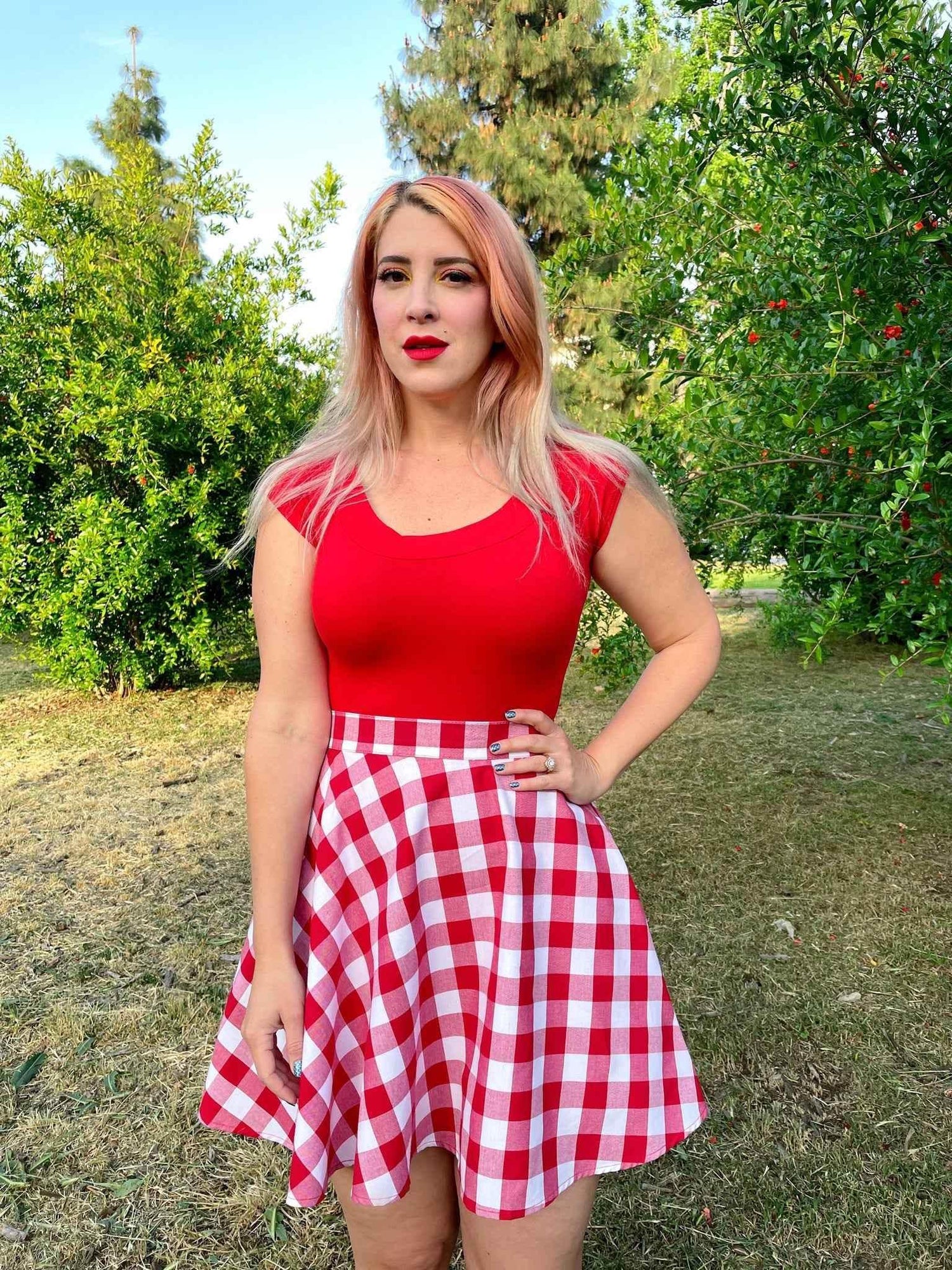 Retro Boat Neck Top in Red Shirts & Tops by Retrolicious