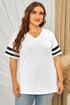 Plus Size Striped V-Neck Tee Shirt women Attire by Trendsi
