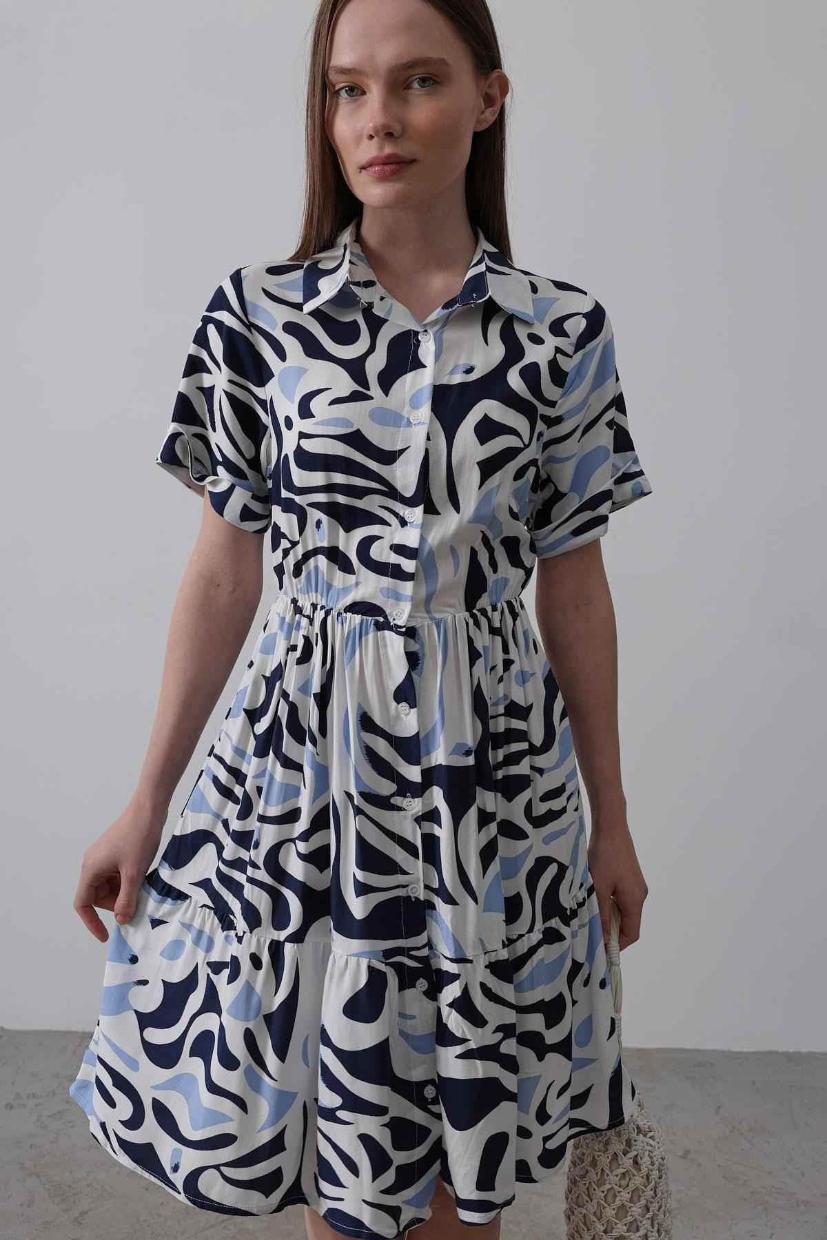 Rey Printed Dress — Multicolor Abstract Women&