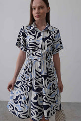 Rey Printed Dress — Multicolor Abstract Women&