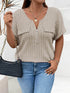 Plus Size Ribbed Half Zip Relaxed Fit T-Shirt women Attire by Trendsi