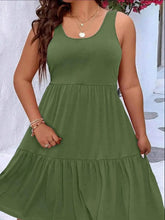 Plus Size Tiered Scoop Neck Tank Dress women Attire by Trendsi