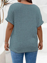 Plus Size Ribbed Half Zip Relaxed Fit T-Shirt women Attire by Trendsi