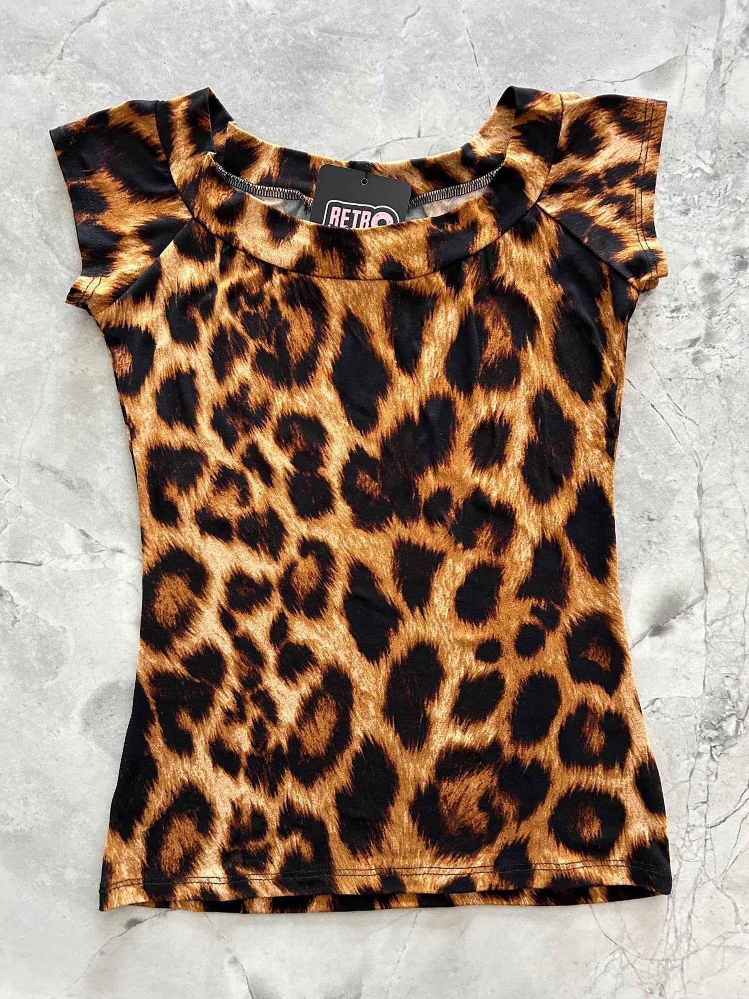 Retro Boat Neck Top in Leopard Shirts & Tops by Retrolicious