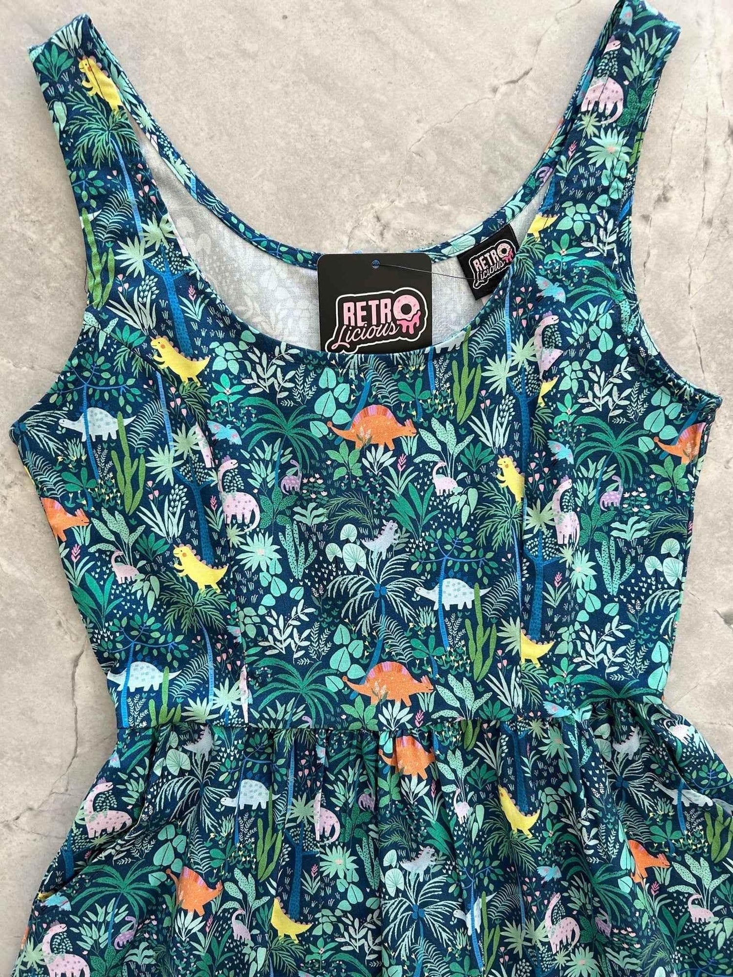 Dino Shorter Length Fit & Flare Dress Dresses by Retrolicious