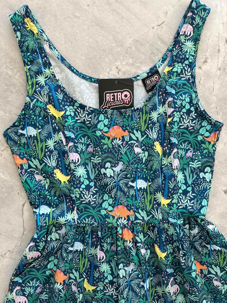 Dino Shorter Length Fit & Flare Dress Dresses by Retrolicious