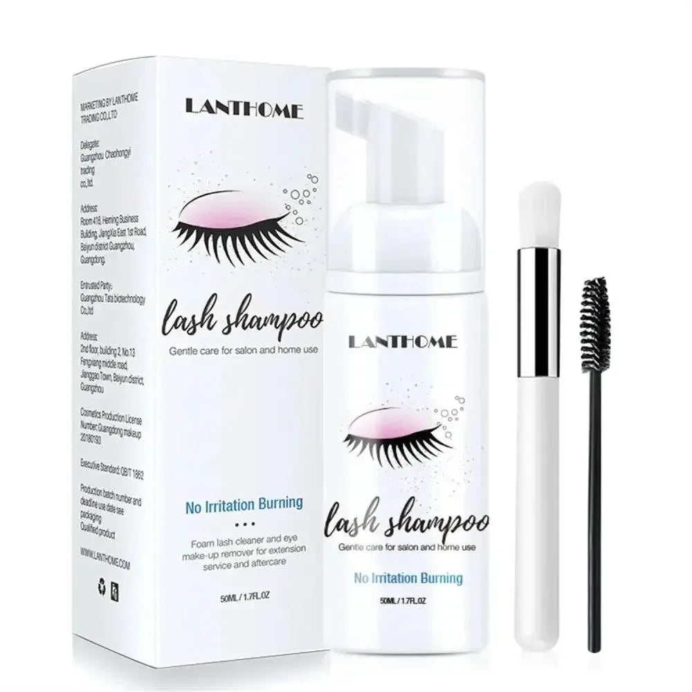 50ml Lanthome Eyelash Extension Shampoo Foam Eyelid Deep Clean Cleanser For Makeup Tools Mascara Remover Glue Salon Home Use Makeup by Dropshee
