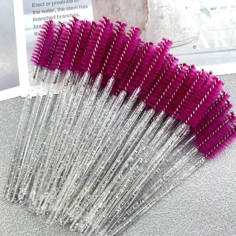 50pcs Eyelashes Brush Crystal Diamond Handle Makeup Brush Mascara eyelash spoolie brush Makeup by Dropshee