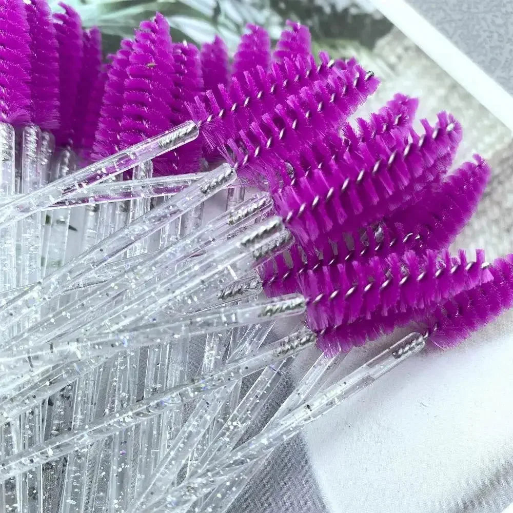 50pcs Eyelashes Brush Crystal Diamond Handle Makeup Brush Mascara eyelash spoolie brush Makeup by Dropshee