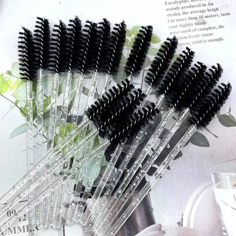 50pcs Eyelashes Brush Crystal Diamond Handle Makeup Brush Mascara eyelash spoolie brush Makeup by Dropshee